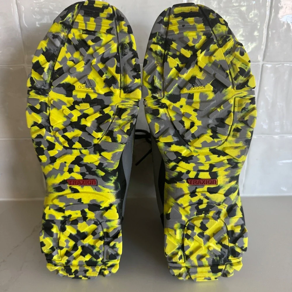 Adidas Terrex Hyperhiker Hiking Boots Boys Youth 6 Grey Black Yellow Mid Top EUC